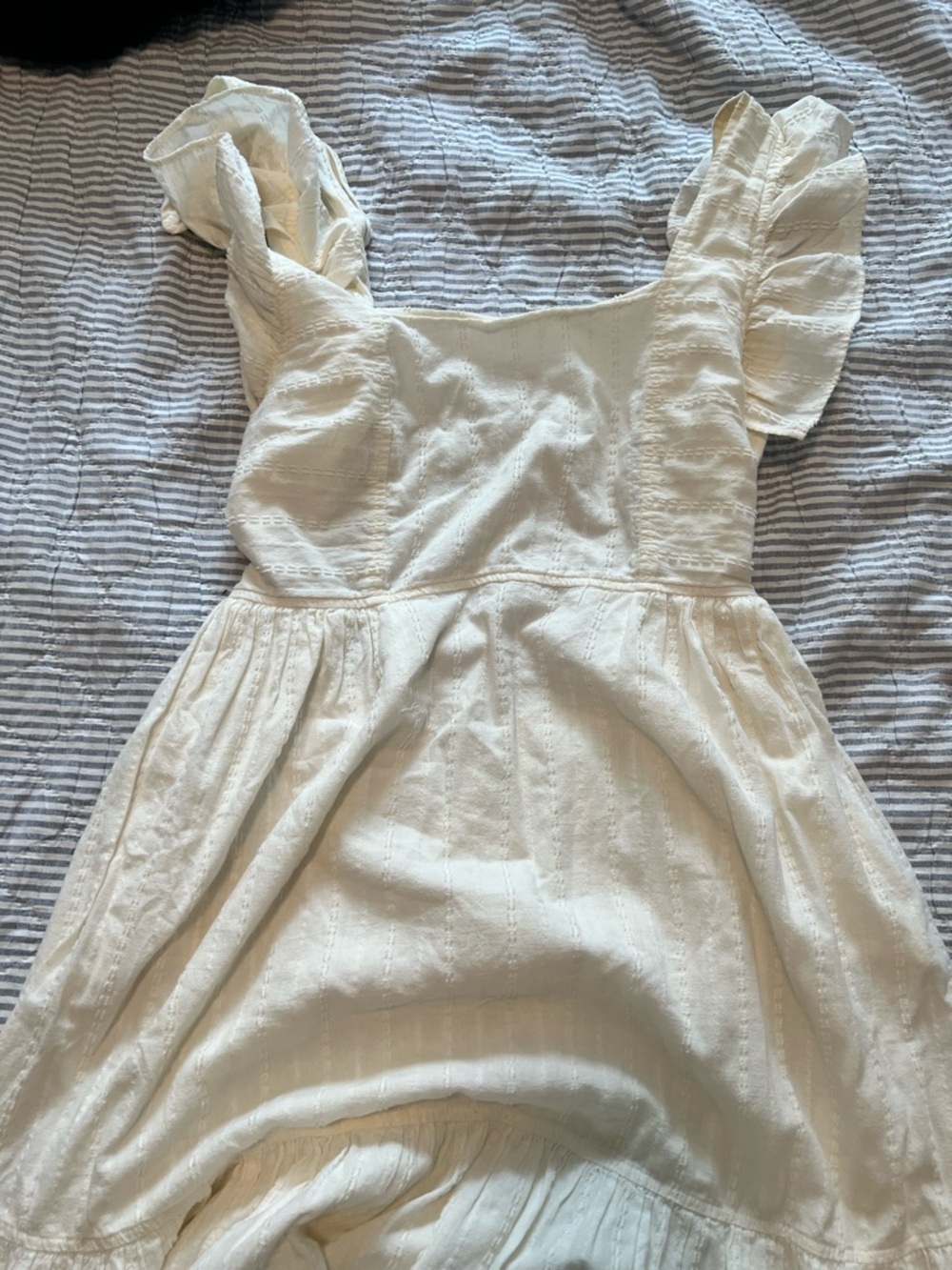 Madewell Cream Square-Neck Tie Back Dress - Picture 2 of 9